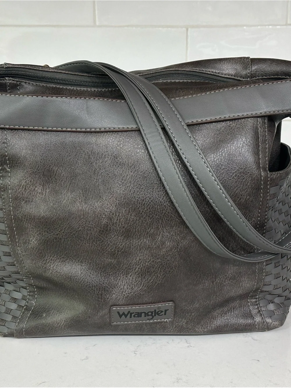 Wrangler Gray Faux Leather Shoulder Bag
